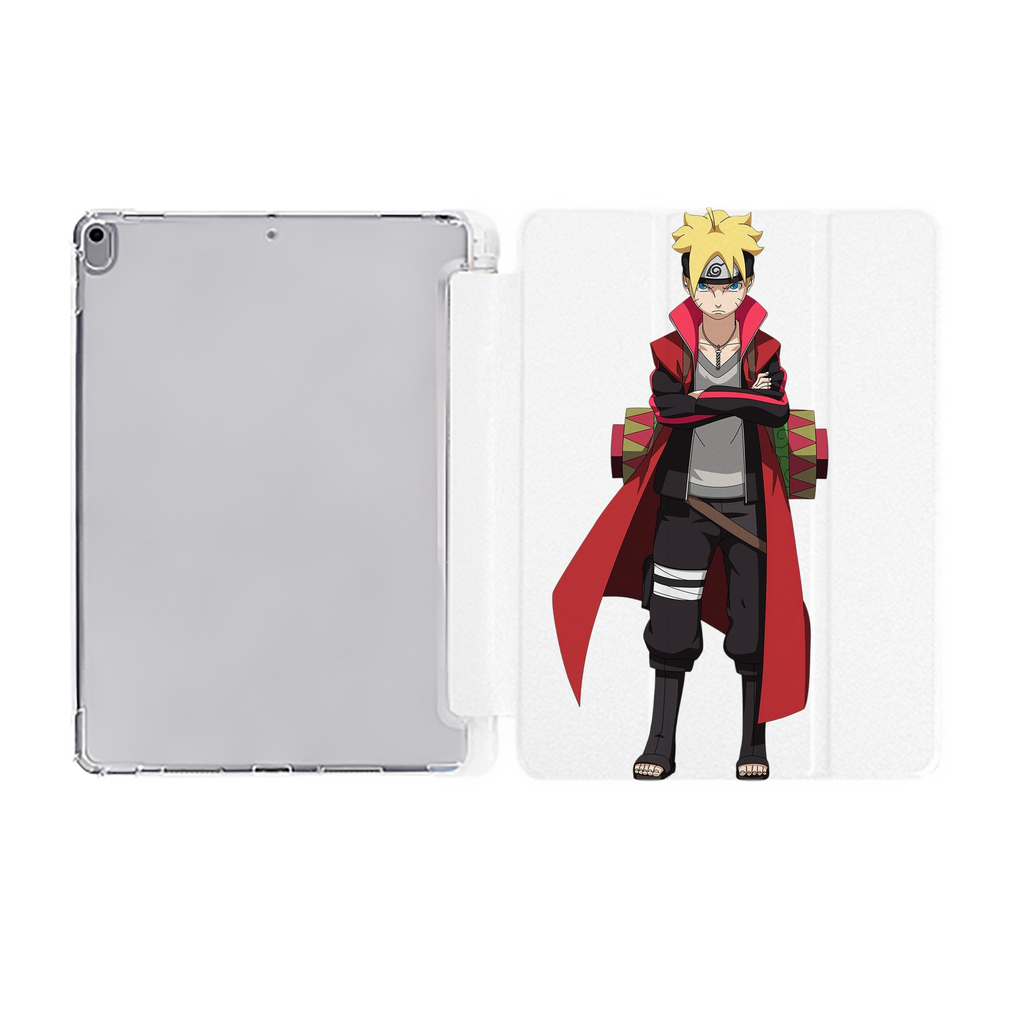 （画像用） NARUTO -ナルト- うずまき ボルト Uzumaki Boruto IPad ケース ペン収納付き 三つ折りスタンド PUレザー×シリコン 対応機種9.5/10.5/10.9インチ